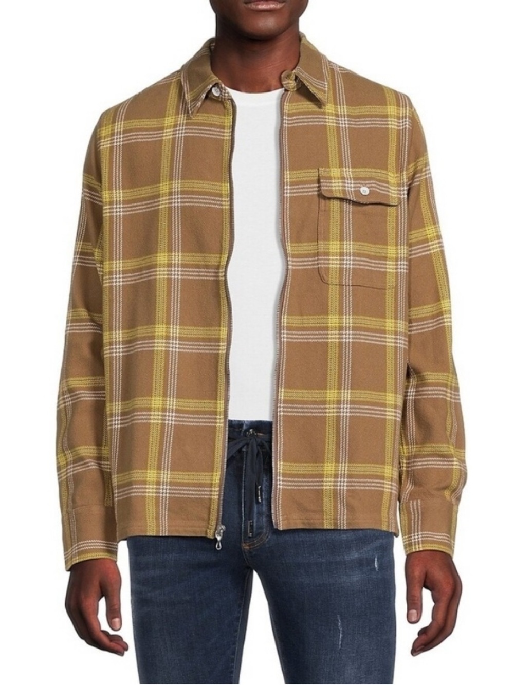 Rag & Bone Dalton Tan Plaid Flannel Full Zip
Up Shacket M